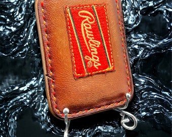 Minimalist Leather Three Pocket Baseball Wallet repurposed from a Rawlings Baseball Mitt