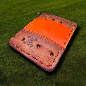 Cartera de béisbol minimalista de cuero con tres bolsillos, reutilizada a partir de un guante de béisbol Rawlings vintage