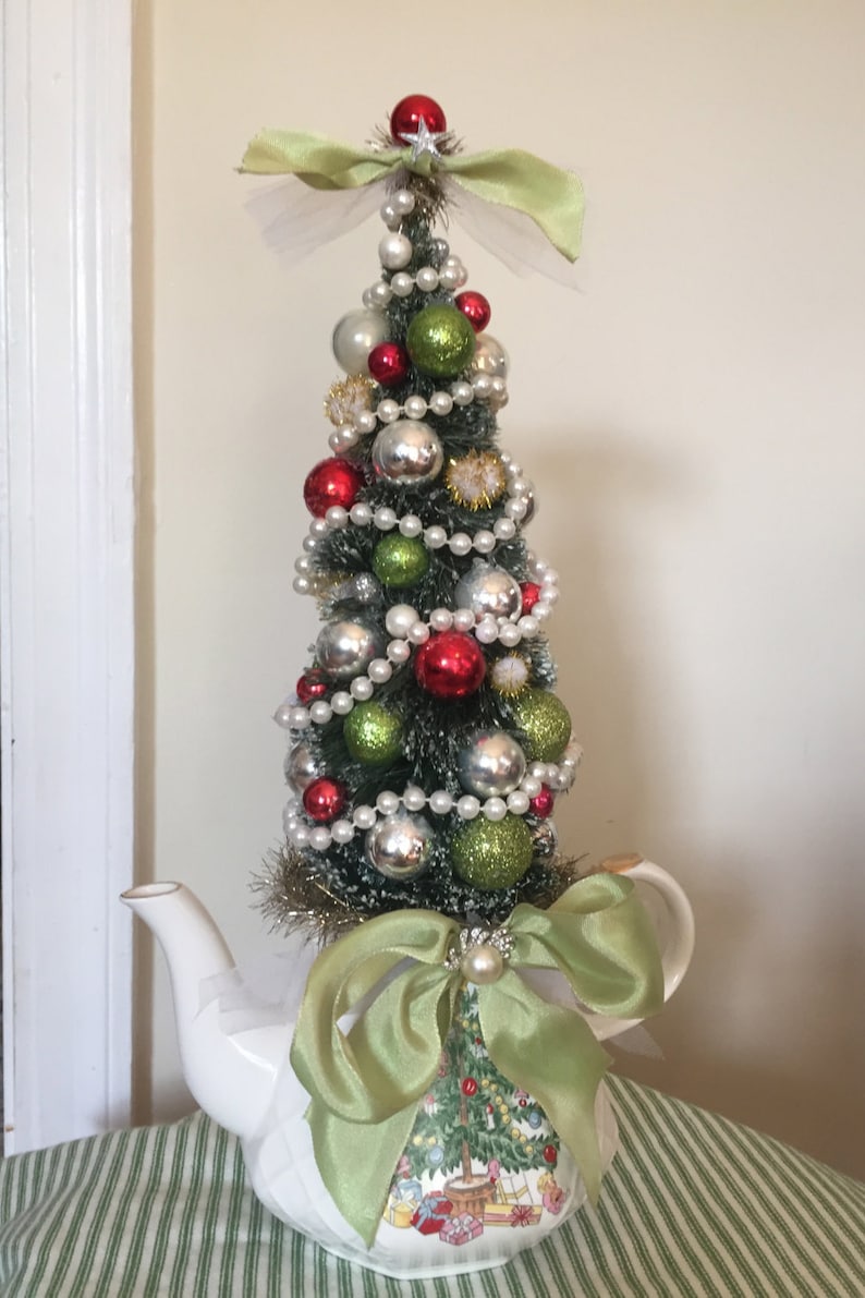 Shabby Chic Cottage Christmas Tree Holiday Centerpiece Etsy