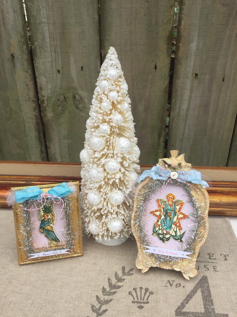 Shabby Chic Christmas Holiday Decoration Gift Whimsical Etsy