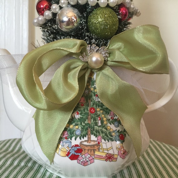 oliveandtrixie - Shabby Chic Cottage Christmas Tree Holiday Centerpiece ...