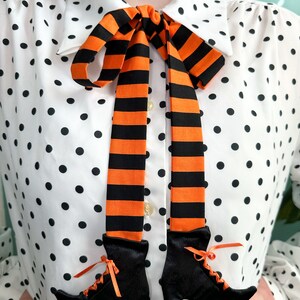 Witch's Stride Bow Tie / Orange & Black Stripes / Iconic Laced Boots image 4