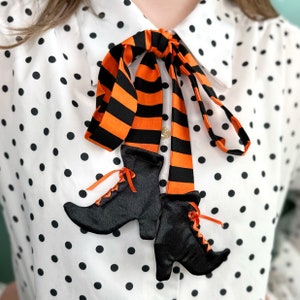 Witch's Stride Bow Tie / Orange & Black Stripes / Iconic Laced Boots image 3