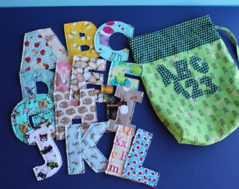 Fabric Alphabet Letters, Numbers, Learning, Toy, Fabric Letters, Quilted, Soft, ABC's, 123's, Preschool, Montessori, Homeschool, Educational