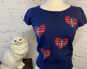 Vintage H&M Sweater Vest, Hearts and Puffed shoulders 2000s (CL-A128)