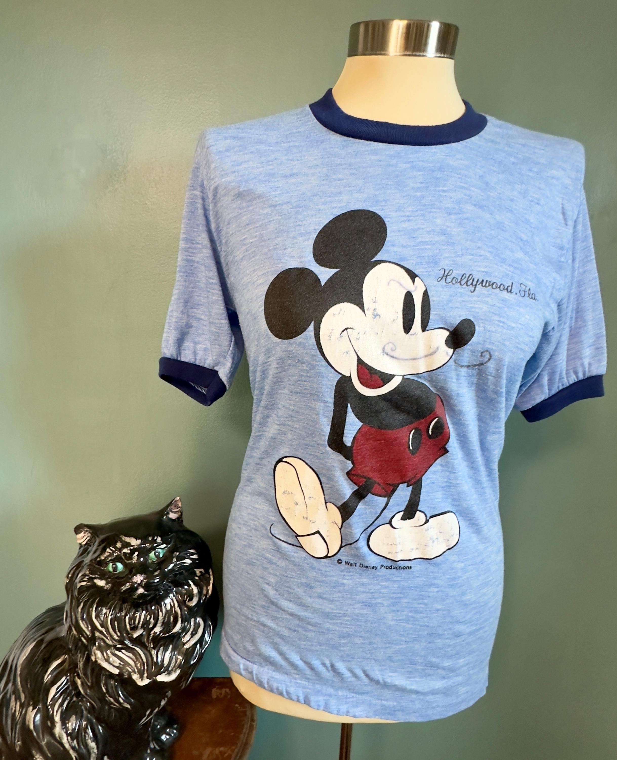 70年代ヴィンテージTシャツ、口ひげミッキーマウスリンガーTシャツ 