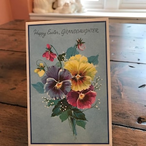 Vintage Karte, Osterkarte, Enkelin, Von den Großeltern, Osterkorb, Osterhase (B659) GESCHENK GESCHENK