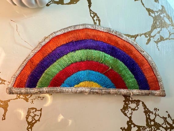 Vintage 1960s Rainbow Patch: Embroidered Hippie A… - image 1