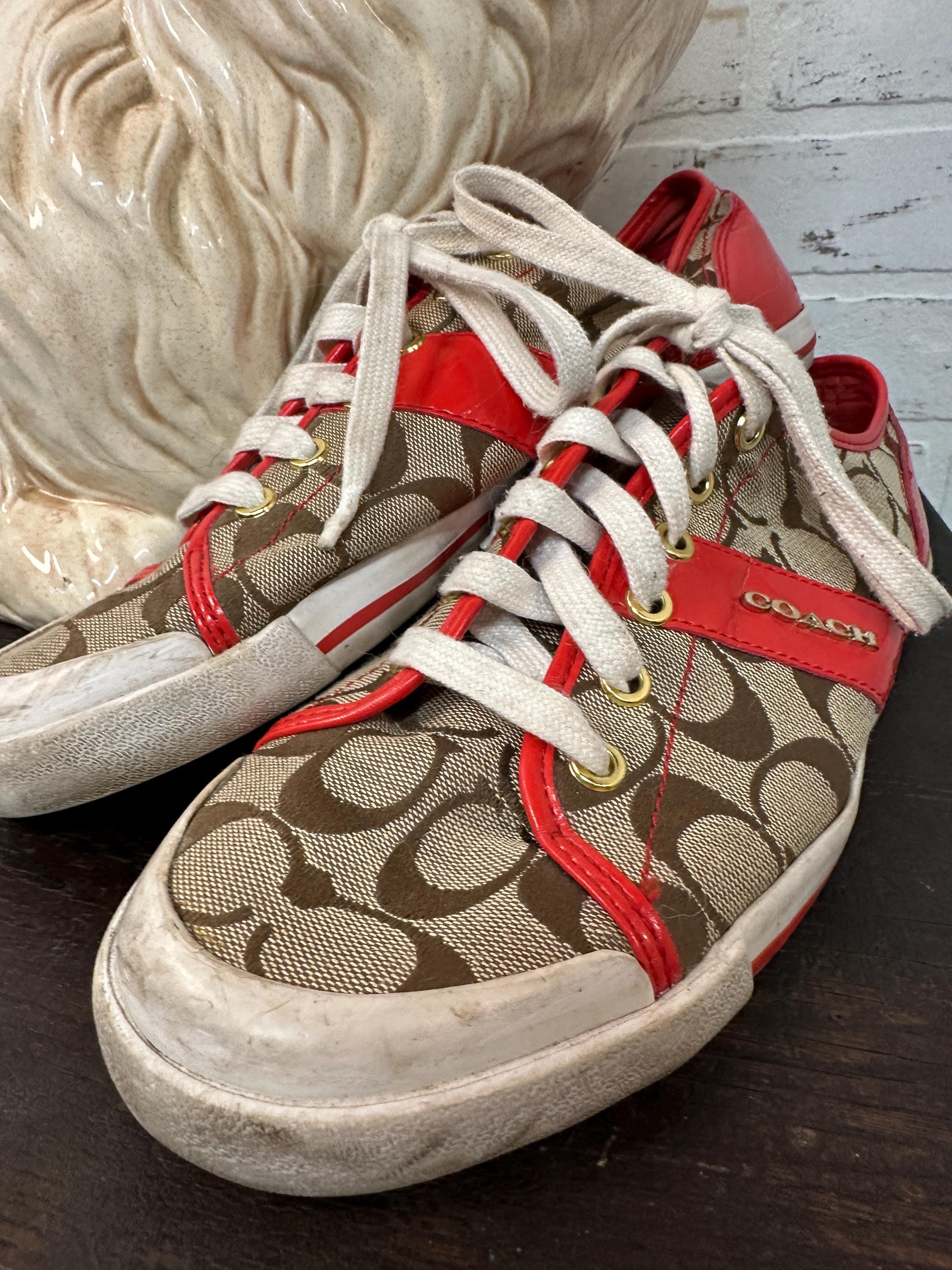 Vintage Coach Sneakers - Red Accents, Gently Used, Size 11.5