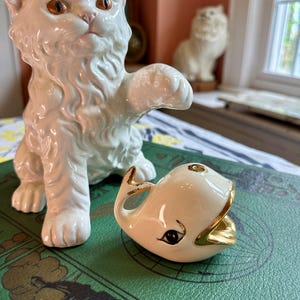 Baby Whale Trinket, Ring Holder, Ivory and Gold,  &quot;JOAN&quot;  Mid Century Ceramic Whale (DE-A100)