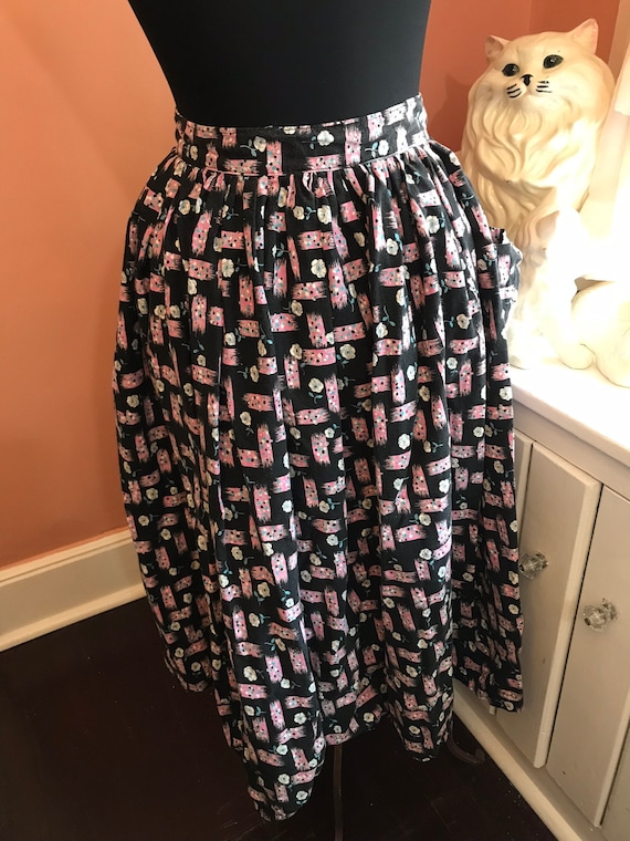 Vintage 50s Skirt, 50s Circle Skirt, OOAK, Pinup S