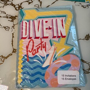 Vintage 1980s Pool Party Invitations, Pack of 15, DIVE-IN (EP-A124) - Etsy