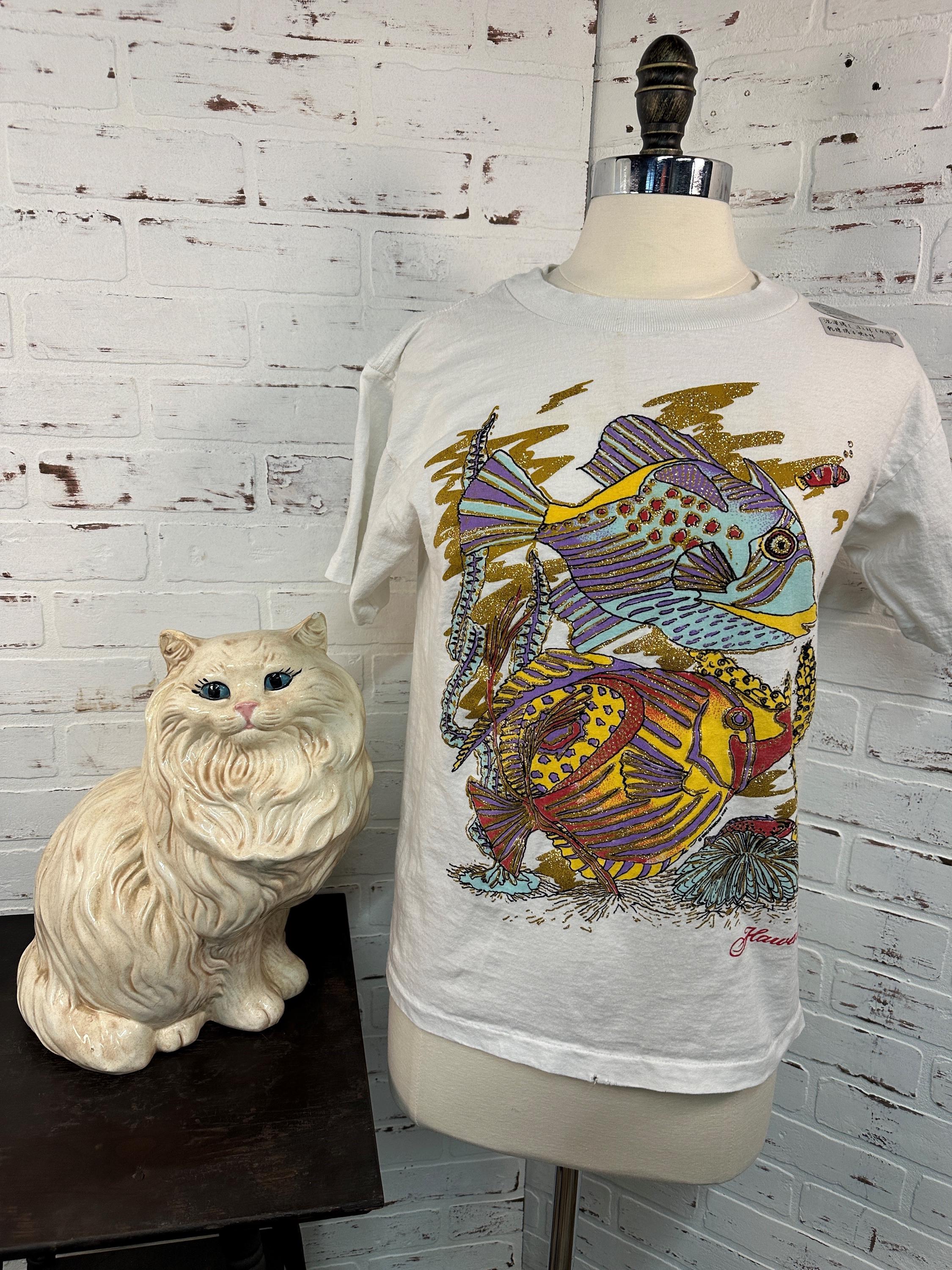 90年代ヴィンテージTシャツ、ダイヤモンドダスト、熱帯魚、パロット