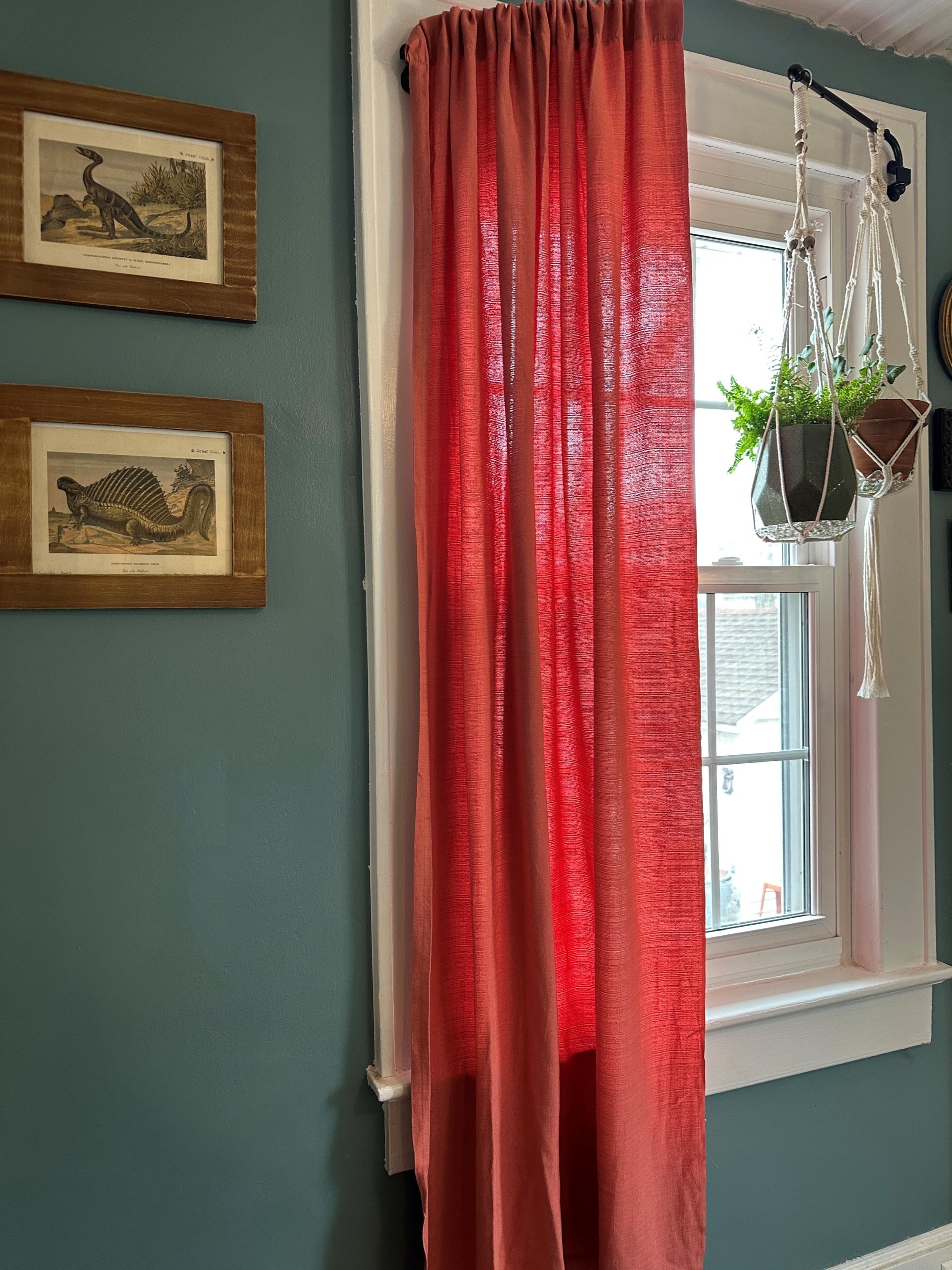 Vintage 1950s-1960s Curtain Panel Set, Watermelon Pink Linen Rod Pocket  (LN-A066) - Etsy, image size:2250x3000