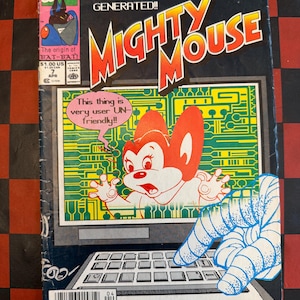 Mighty Mouse #7 April 1991 Marvel Comic | Origin of Bat-Bat | 90s Retro Computer Generated Cover | Vintage Cartoon Superhero Book (CO-A095)