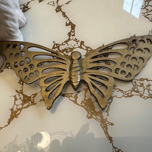 Solid Brass Butterfly Wall Art Sculpture, Vintage Metal Butterfly (DE-A106)