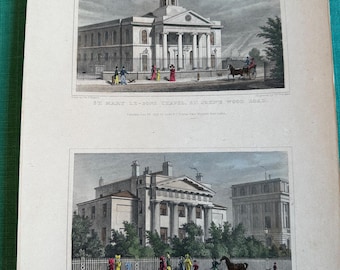 Antique Print, London Architecture, 1829 Steel Plate Engraving by Thomas Hosmer Shepherd (AR-A295)