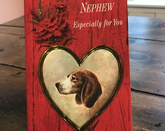 Vintage Card, Valentines Card, Nephew, Sailboat, Beagle (B559-EP-004) GIFT