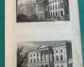 Antique Print, London Architecture, 1827 Steel Plate Engraving by Thomas Hosmer Shepherd (AR-A283)