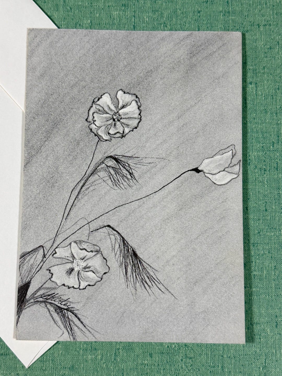 Set of 6 Vintage Botanical Greeting Cards | Black & White Floral Design ...