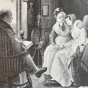 Antique Print, The Pride of the Village by Washington Irving, Country Scene, 1892 Book Page (AR-A341)