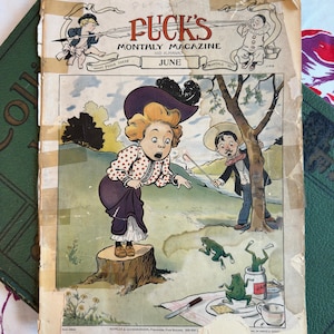 Antique Puck&#39;s Monthly Magazine and Almanac, June 1904, Political Cartoons (EP-A051)