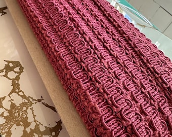 Vintage Upholstery Trim, Gimp Scroll, Pink, Wine, Berry Color, Craft, Pillow (CS-A112)