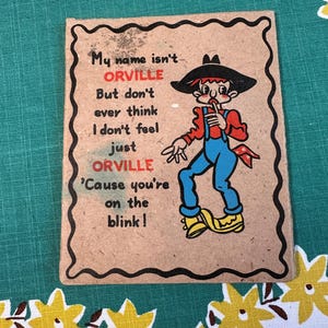 Biglietto di pronta guarigione, anni '40, personaggi divertenti, RARO, biglietto sciocco per bambini (EP-A037)