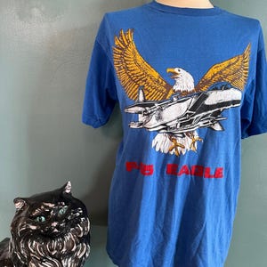 F-15 Eagle Fighter Jet T-shirt, Vintage 1990s Eagle Patriotic Shirt, L (TS-A478)