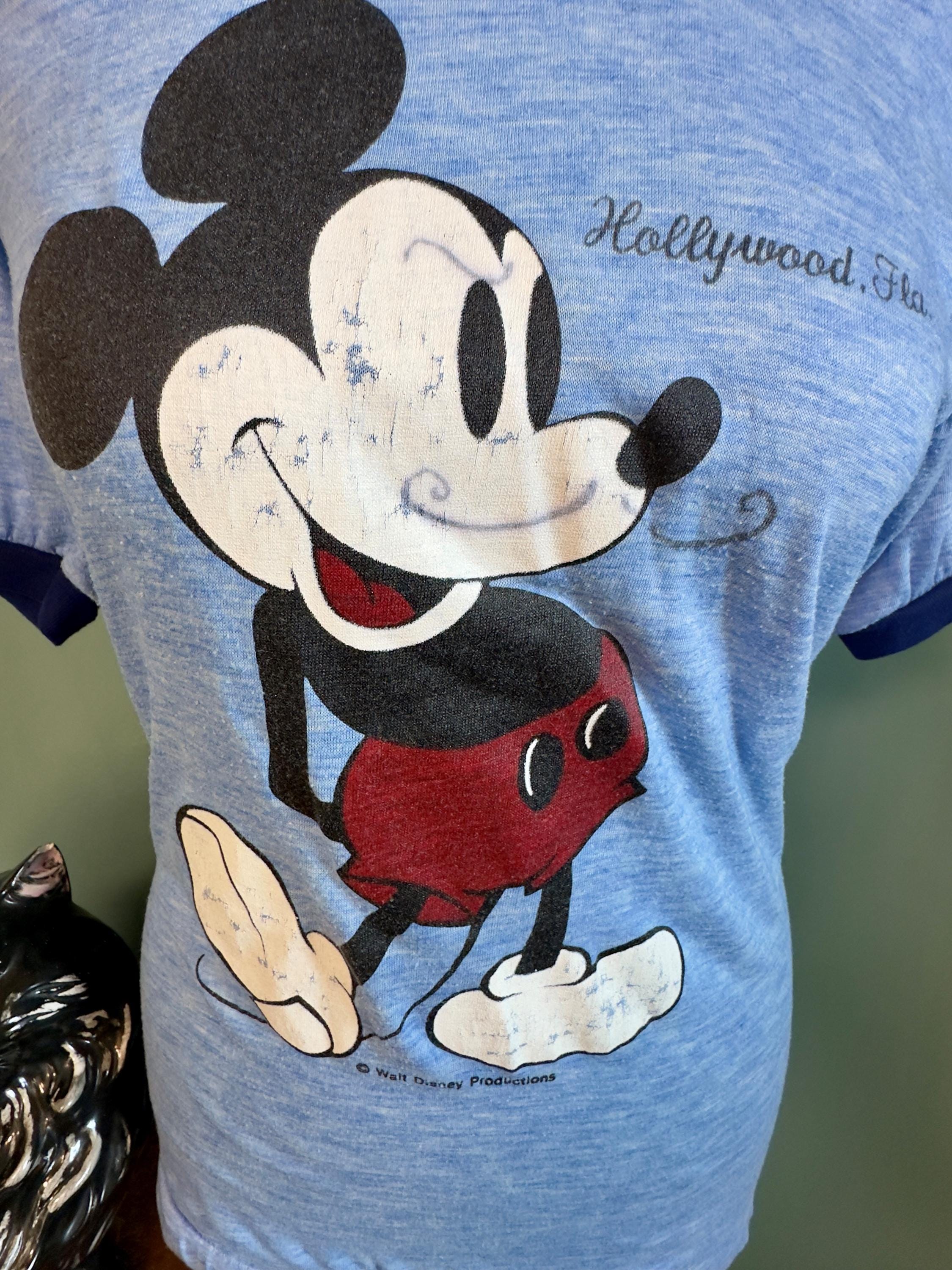 70年代ヴィンテージTシャツ、口ひげミッキーマウスリンガーTシャツ 