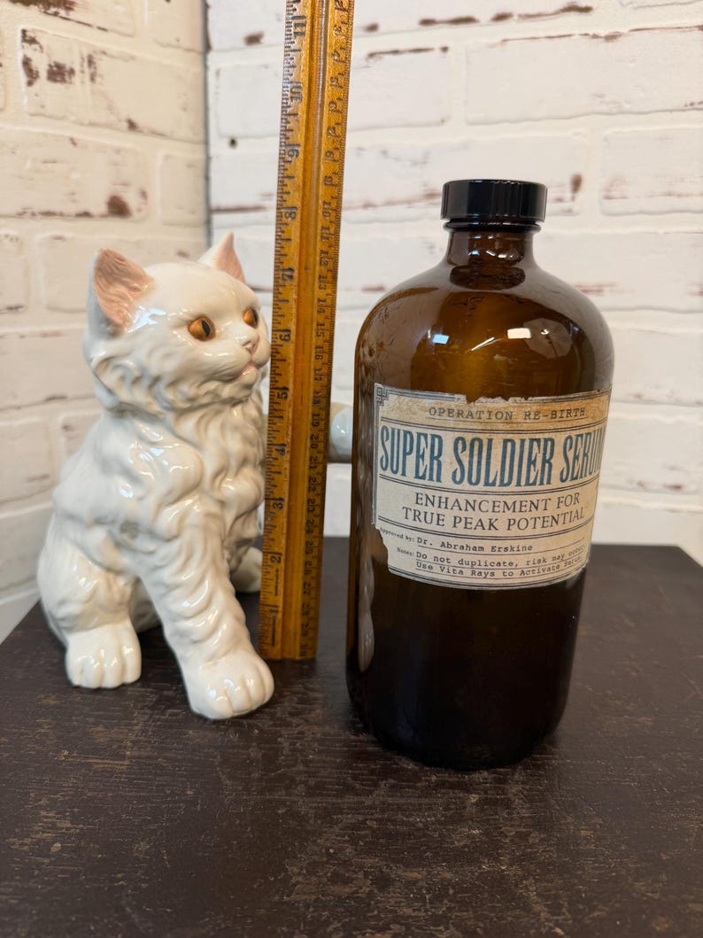 Marvel Super Soldier Serum Bottle Prop | Captain America Project Rebirth Lab Apothecary Bottle | Marvel Fan Decor Cosplay Prop (WN-A100) image 4