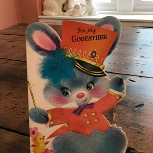 Tarjeta vintage, tarjeta de Pascua, ahijado, padrino, cesta de Pascua, conejo de Pascua (B567) REGALO REGALO