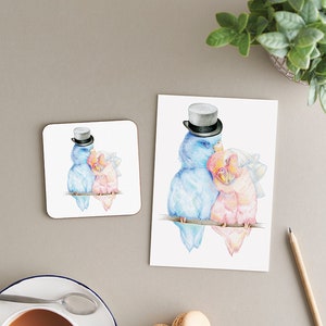 Sottobicchiere Love Birds + set regalo di carte