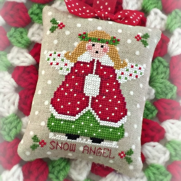 Lil' Miss Snow Angel Natale ornamento PDF digitale Cross Stitch Pattern