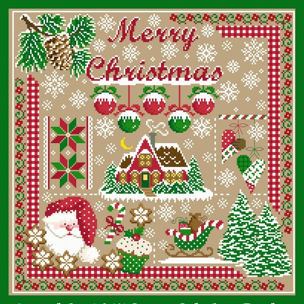 Merry Christmas Sampler Cross Stitch PDF Chart