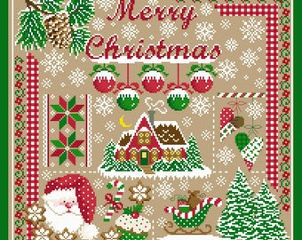 Merry Christmas Sampler Cross Stitch PDF Chart