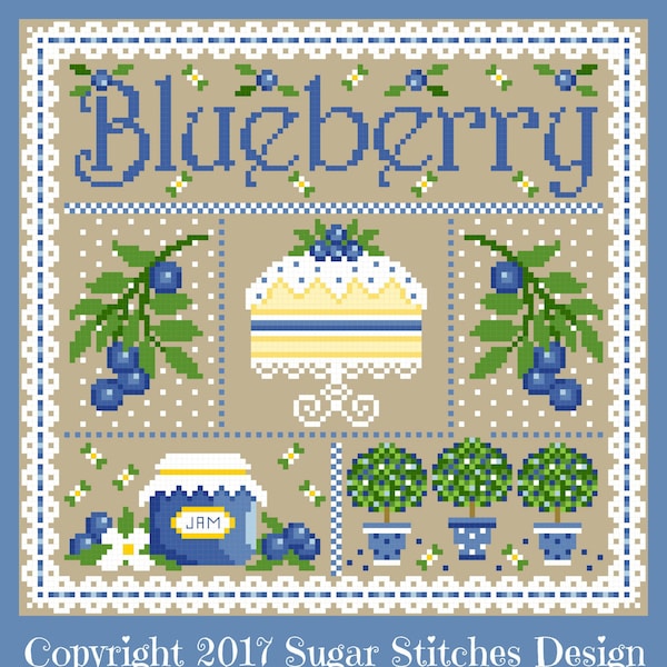 Blueberry Sampler Cross Stitch Chart PDF