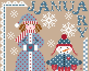 Miss January 2109 Calendar Girls Series Cross Stitch PDF chart