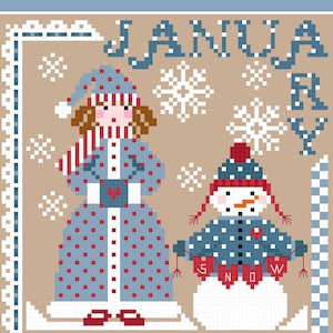 Miss januari 2109 kalender meisjes serie kruissteek PDF-diagram