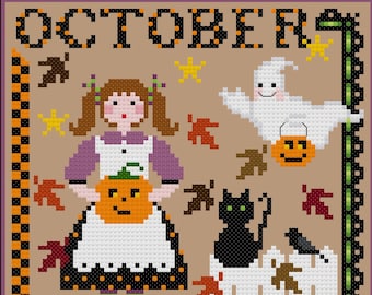 Miss oktober 2019 kalender meisjes serie kruissteek PDF-diagram