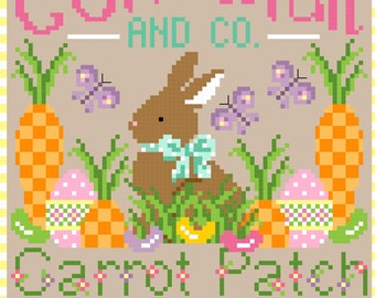 Cottontail Carrot Patch Easter Cross Stitch Chart PDF