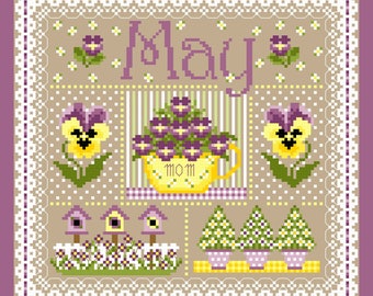May Monthly Sampler Cross StiTch Chart PDF