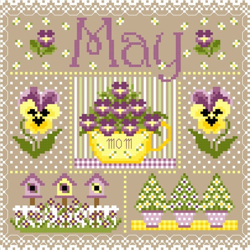 January Monthly Sampler Cross Stitch Chart PDF Etsy
