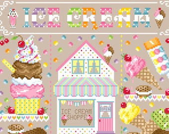 Ice Cream Summer Cross Stitch E-Chart