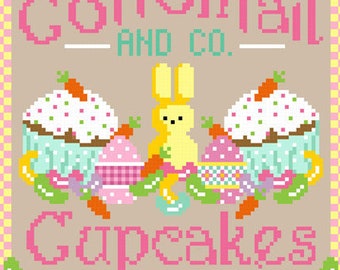 Cottontail Cupcakes Easter Cross Stitch Chart PDF