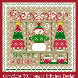 December Monthly Sampler Cross Stitch Chart  PDF