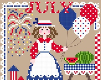 Miss July 2019 Calendar Girls Series Cross Stitch PDF chart