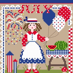 Miss July 2019 Calendar Girls Series Cross Stitch PDF chart