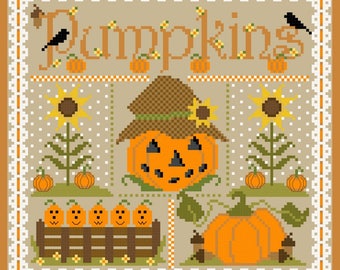 Pumpkin Sampler Autumn Halloween Cross Stitch Chart PDF