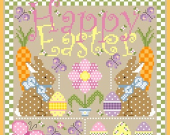 Happy Easter Sampler Cross Stitch Chart PDF